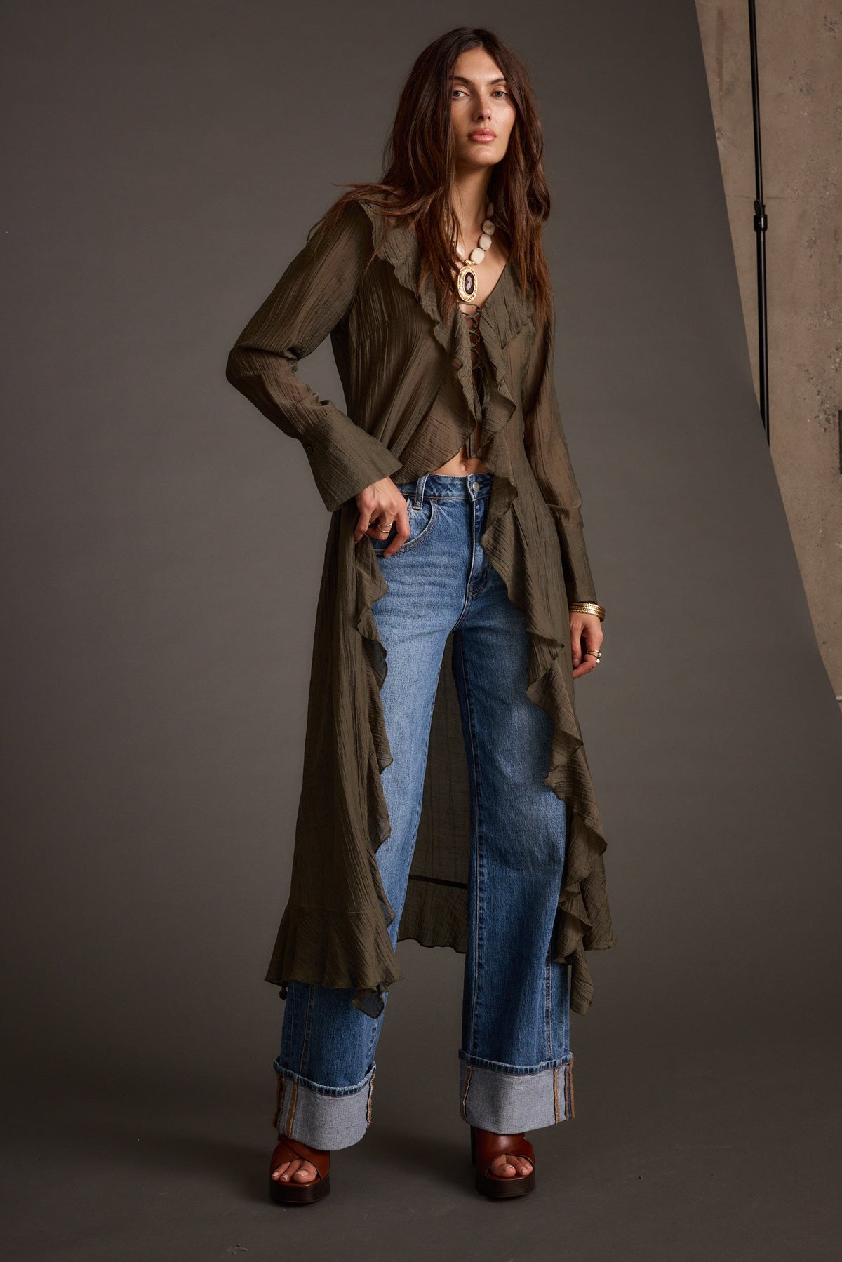 Naomi Olive Longline Top