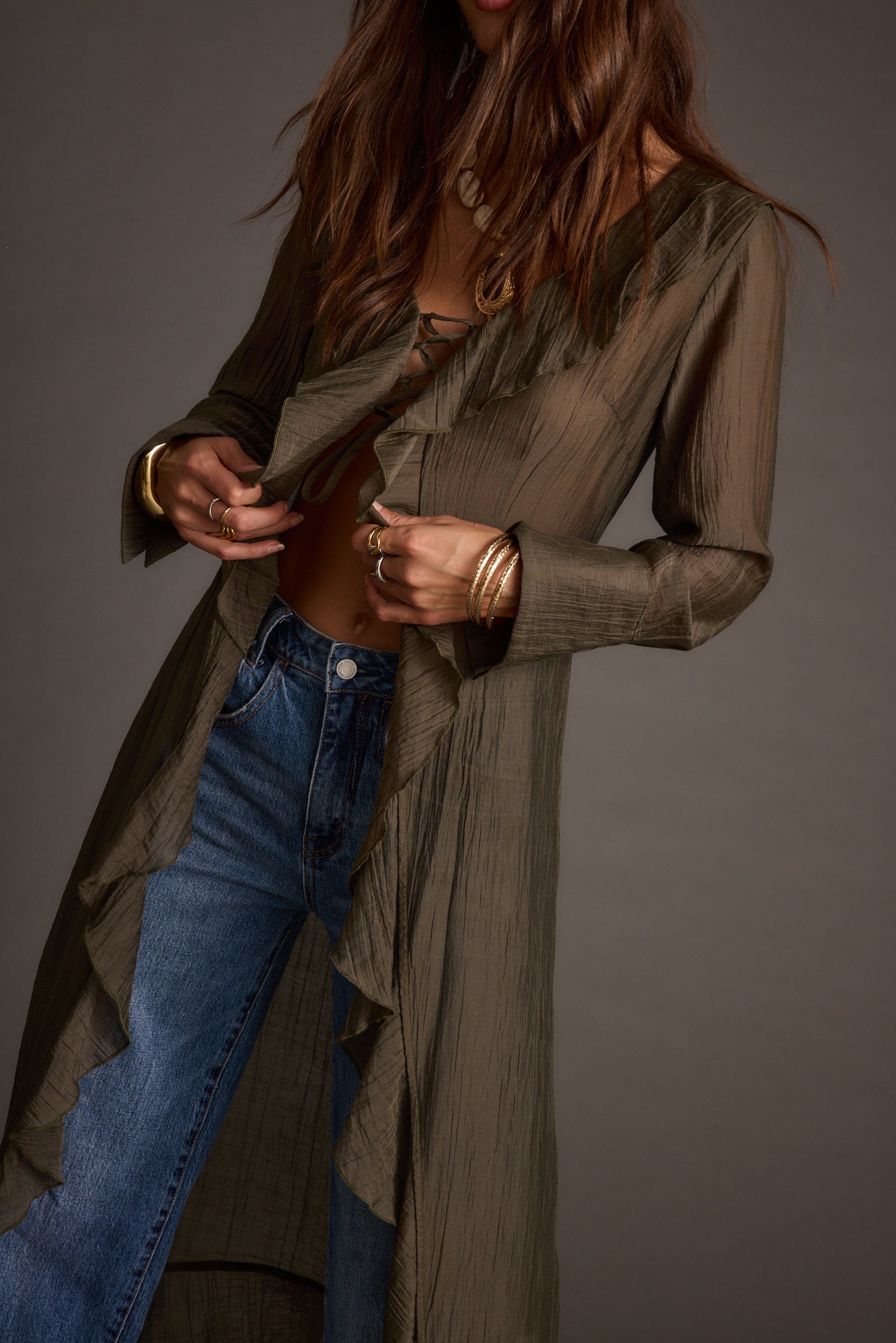 Naomi Olive Longline Top