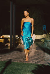 Natalia Blue Ombre Strapless Maxi Dress