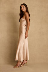 Natalia Champagne Strapless Maxi Dress