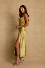 Natalia Chartreuse Satin Maxi Dress