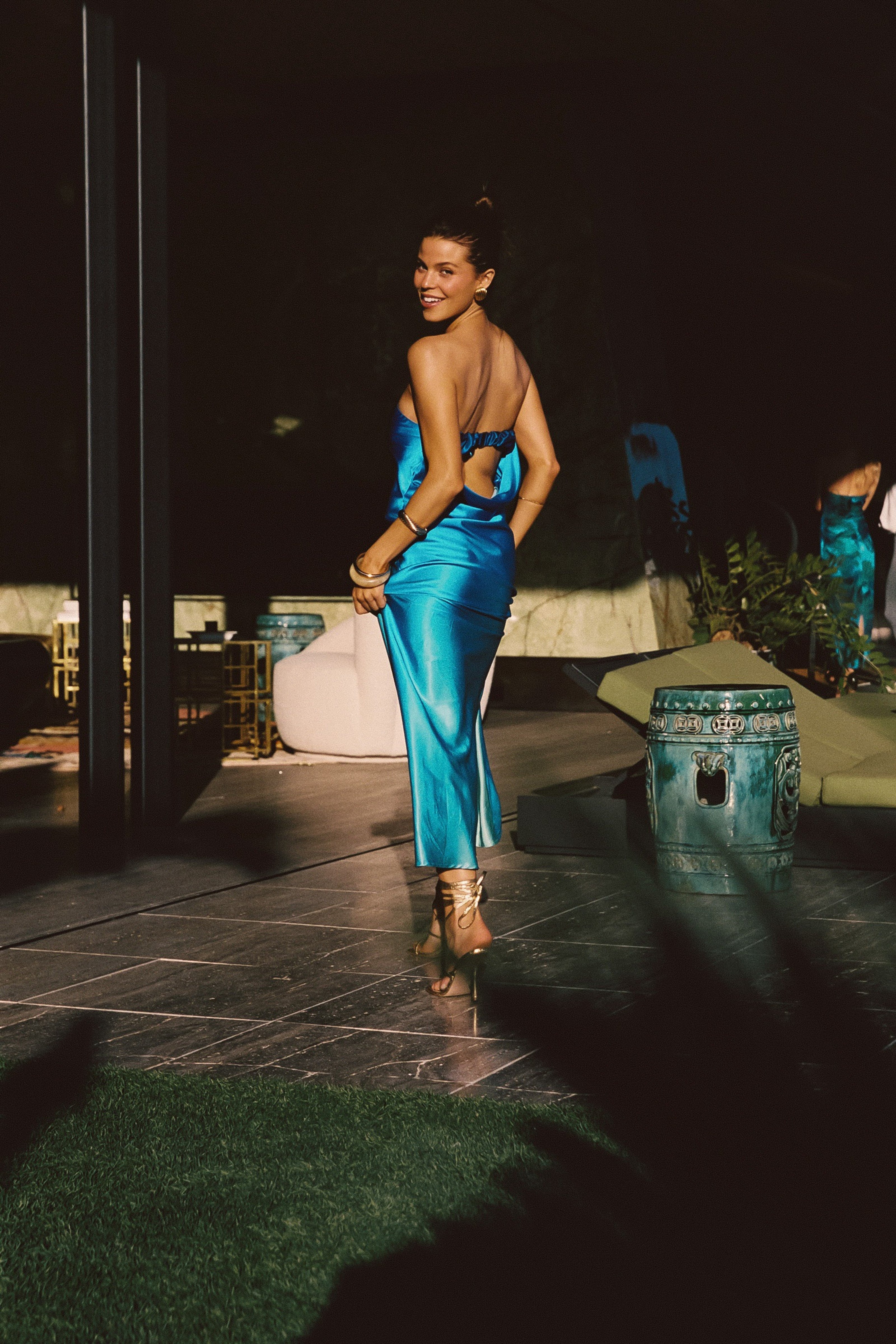 Natalia Blue Ombre Strapless Maxi Dress