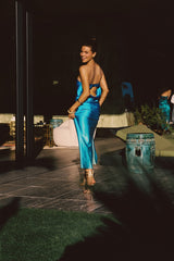 Natalia Blue Ombre Strapless Maxi Dress