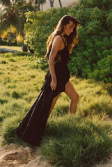Nyx Black Lace Inset Ruffle Maxi Dress