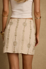 Ola Embroidered Linen Mini Skirt