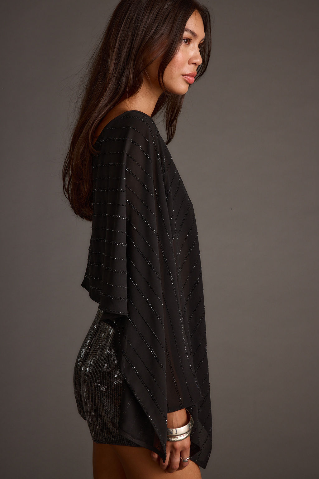 Oasis Black Rhinestone Shawl