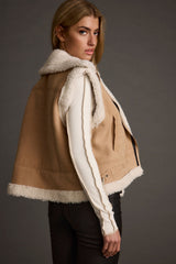 Penny Lane Sherpa Lined Beige Vest