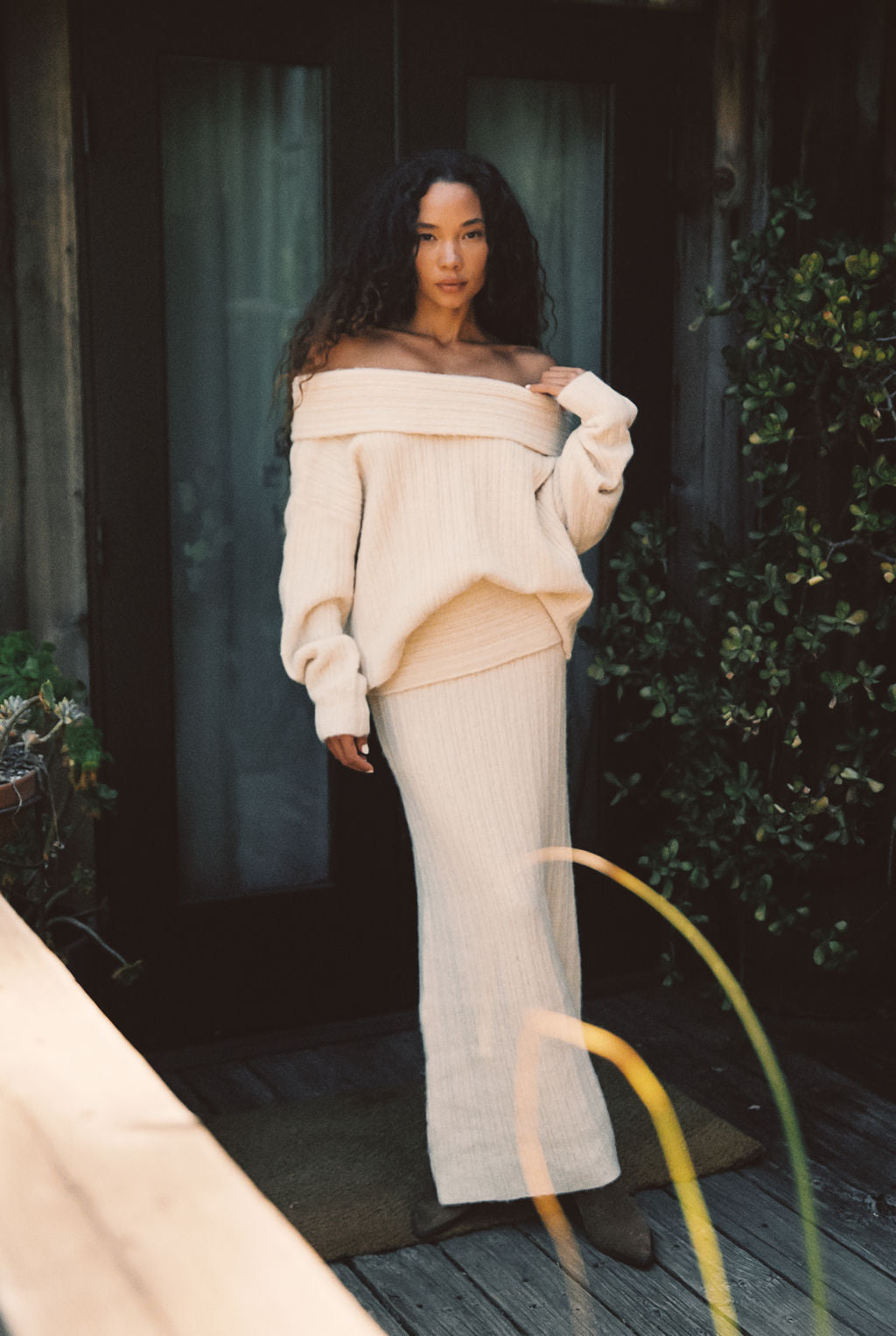 Pamela Beige Off The Shoulder Sweater