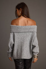 Pamela Heather Grey Off The Shoulder Sweater