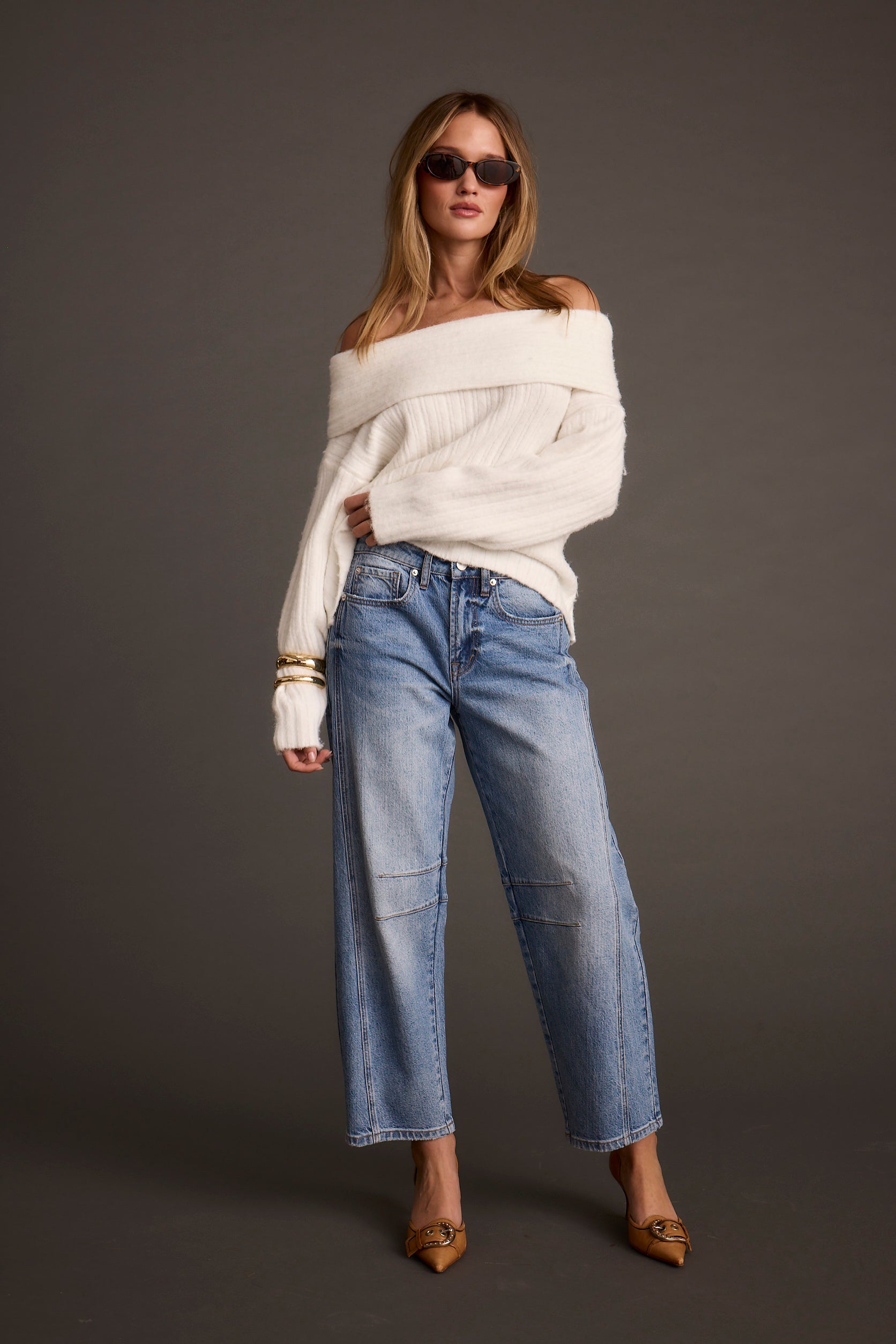 Pamela Ivory Off the Shoulder Sweater