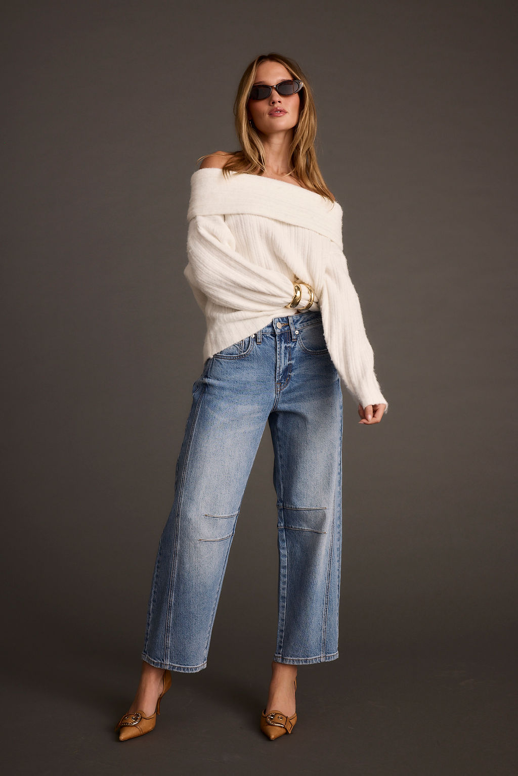 Pamela Ivory Off the Shoulder Sweater