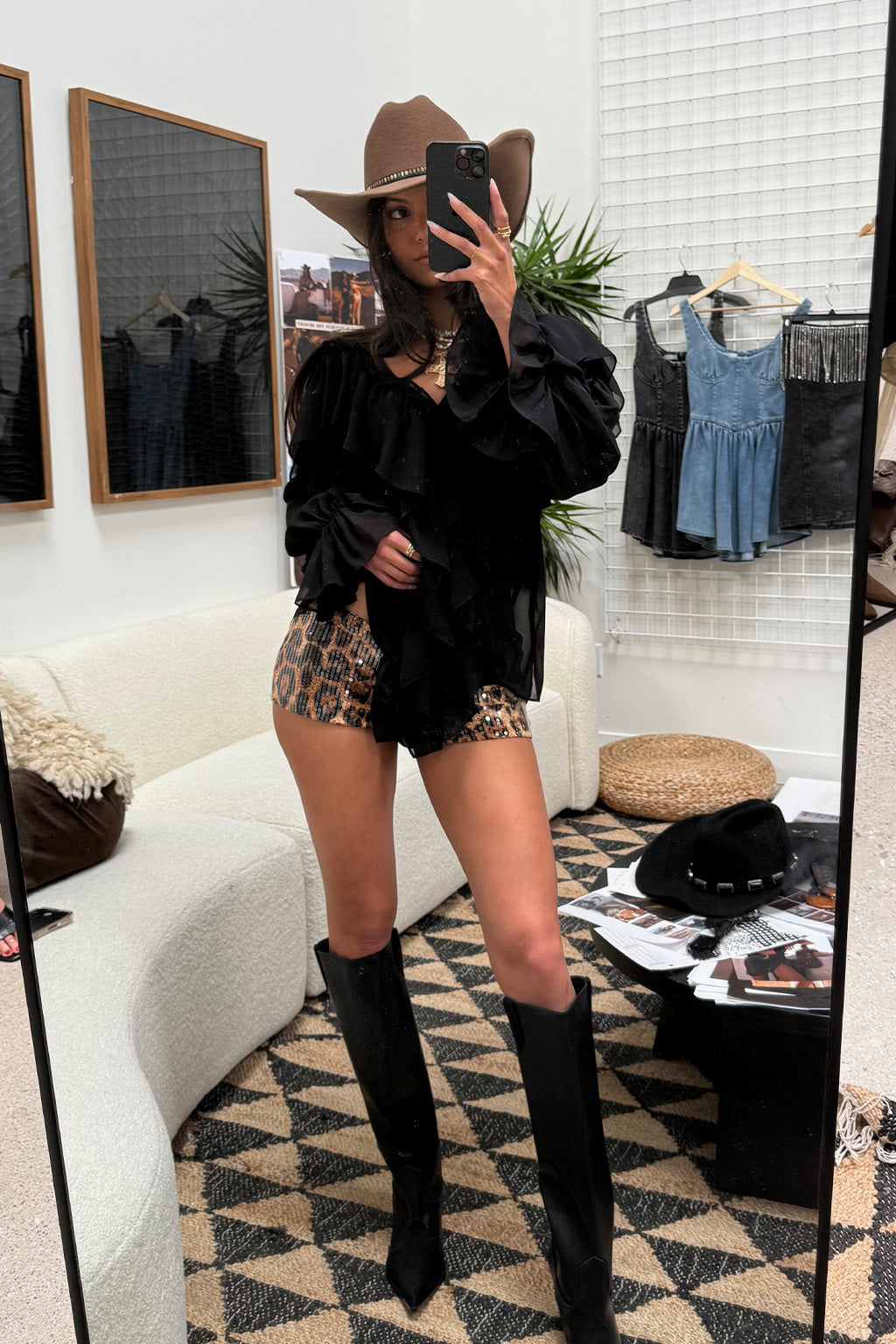 Harlow Black Ruffle Blouse