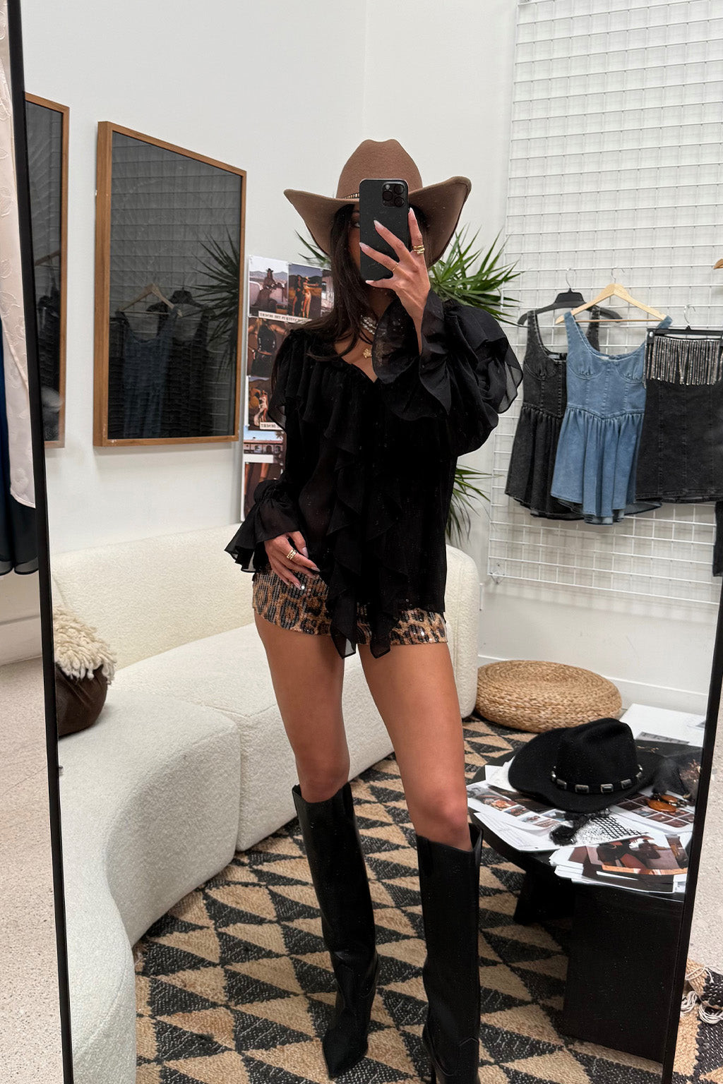 Harlow Black Ruffle Blouse