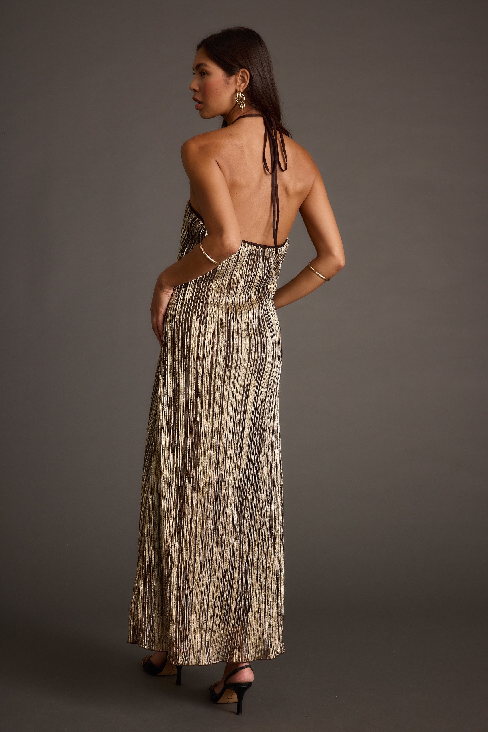 Prism Metallic Halter Maxi Dress
