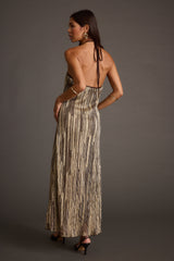 Prism Metallic Halter Maxi Dress