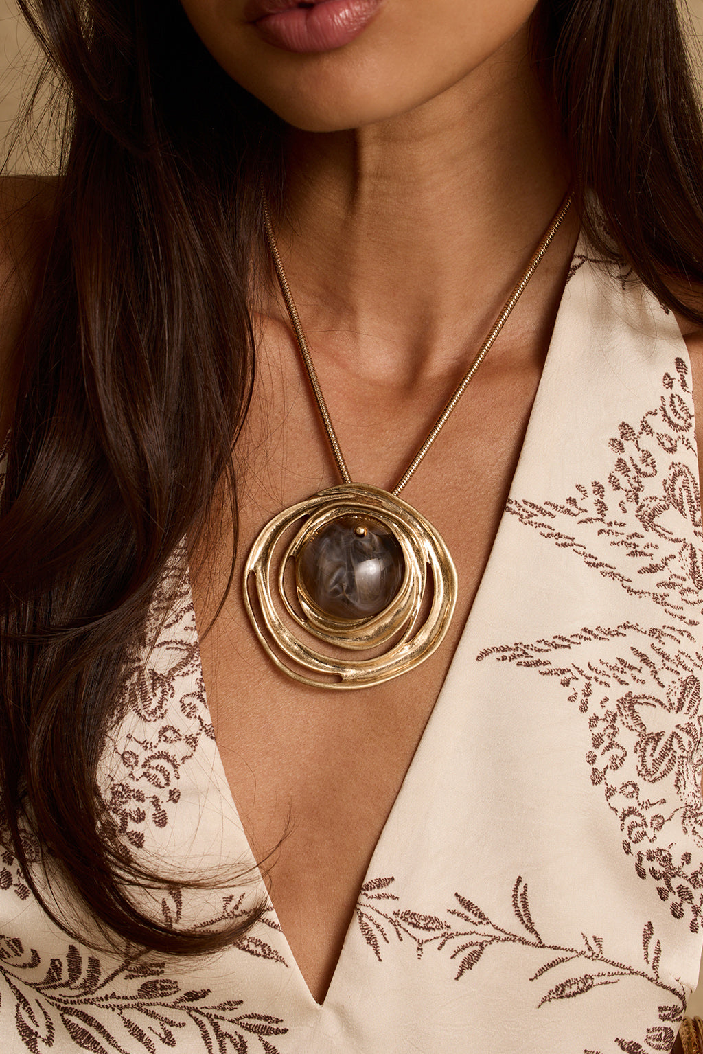 Queta Gold and Stone Pendant Necklace