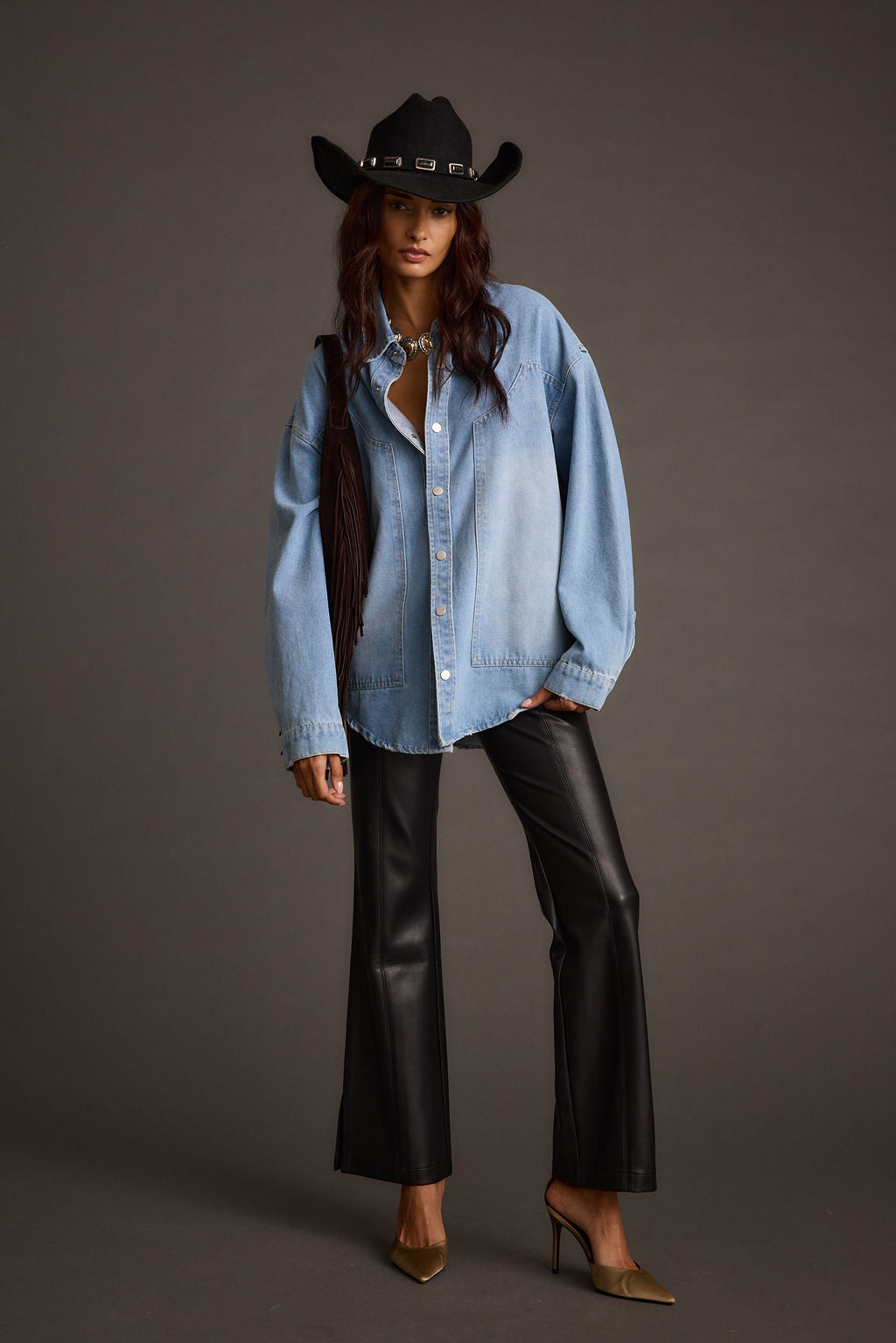 Rocky Light Denim Button Down Top