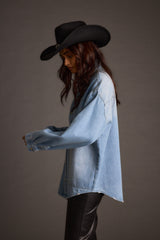 Rocky Light Denim Button Down Top