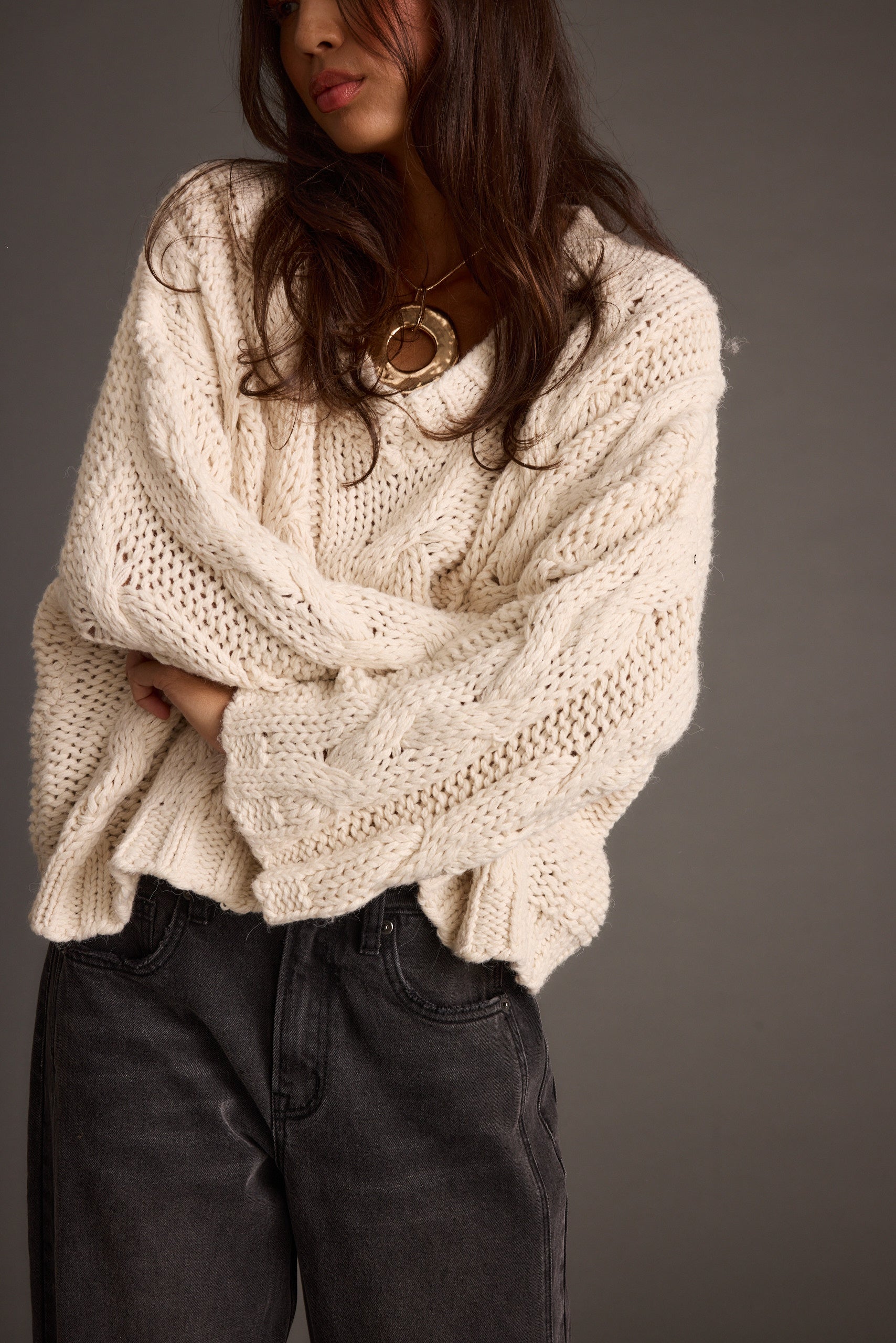 Remi Ivory Cable Knit Sweater