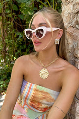 Rivers Gold Textured Pendant Necklace