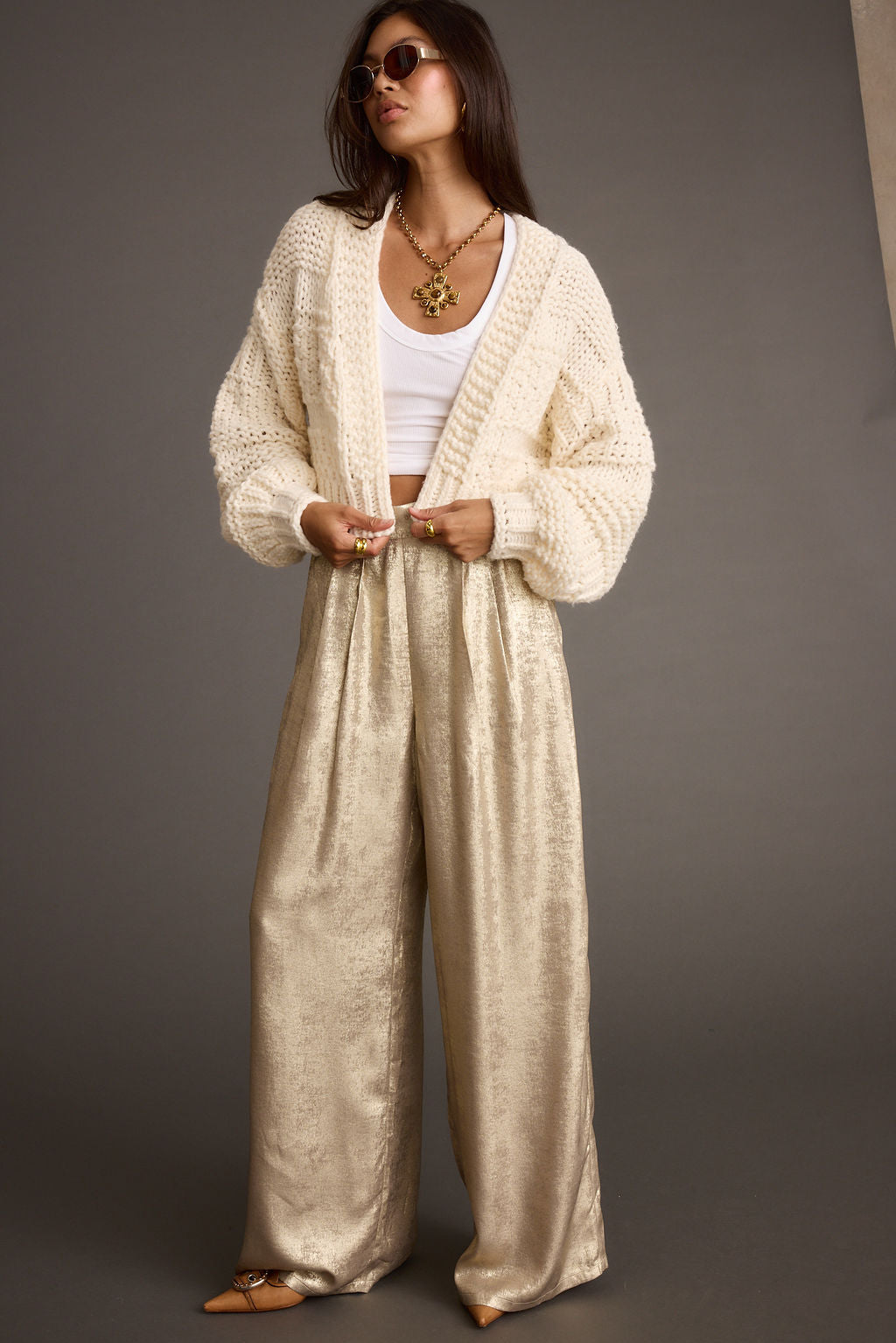 Rowan Cream Cable Knit Cardigan