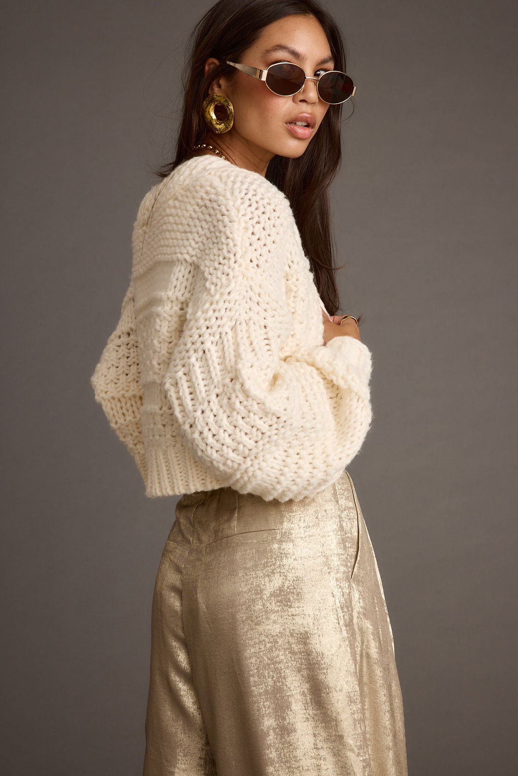 Rowan Cream Cable Knit Cardigan