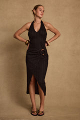 Sangria Black Halter Midi Dress