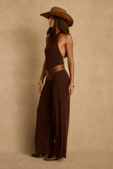 Stellan Espresso Halter Jumpsuit