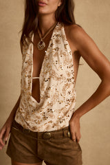 Sunset Ivory Halter Top