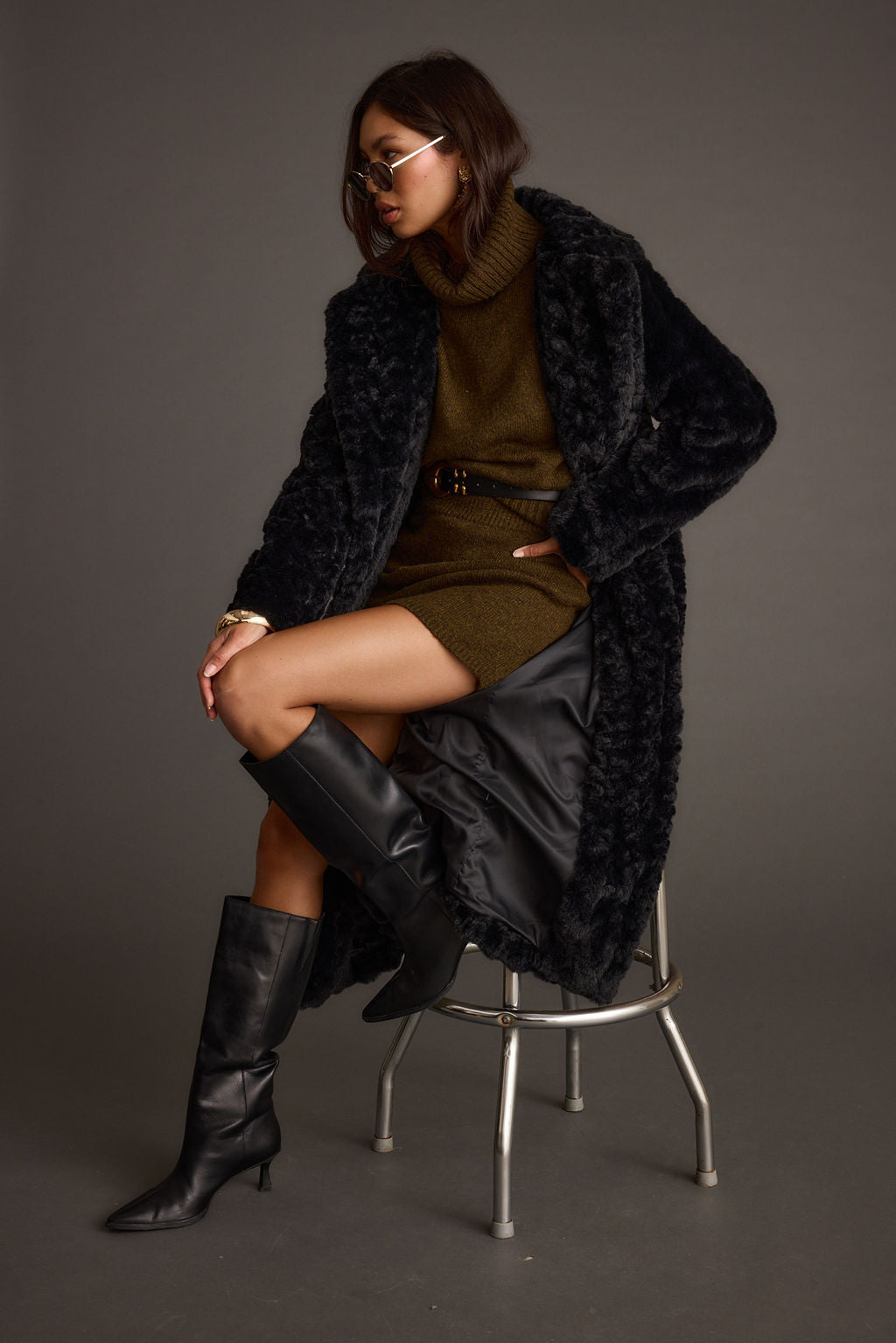Sasha Black Floor Length Coat