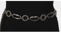 Mixed Metallic Oval Chain Belt - SILVER
