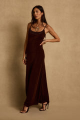 Serenade Espresso Beaded Maxi Dress