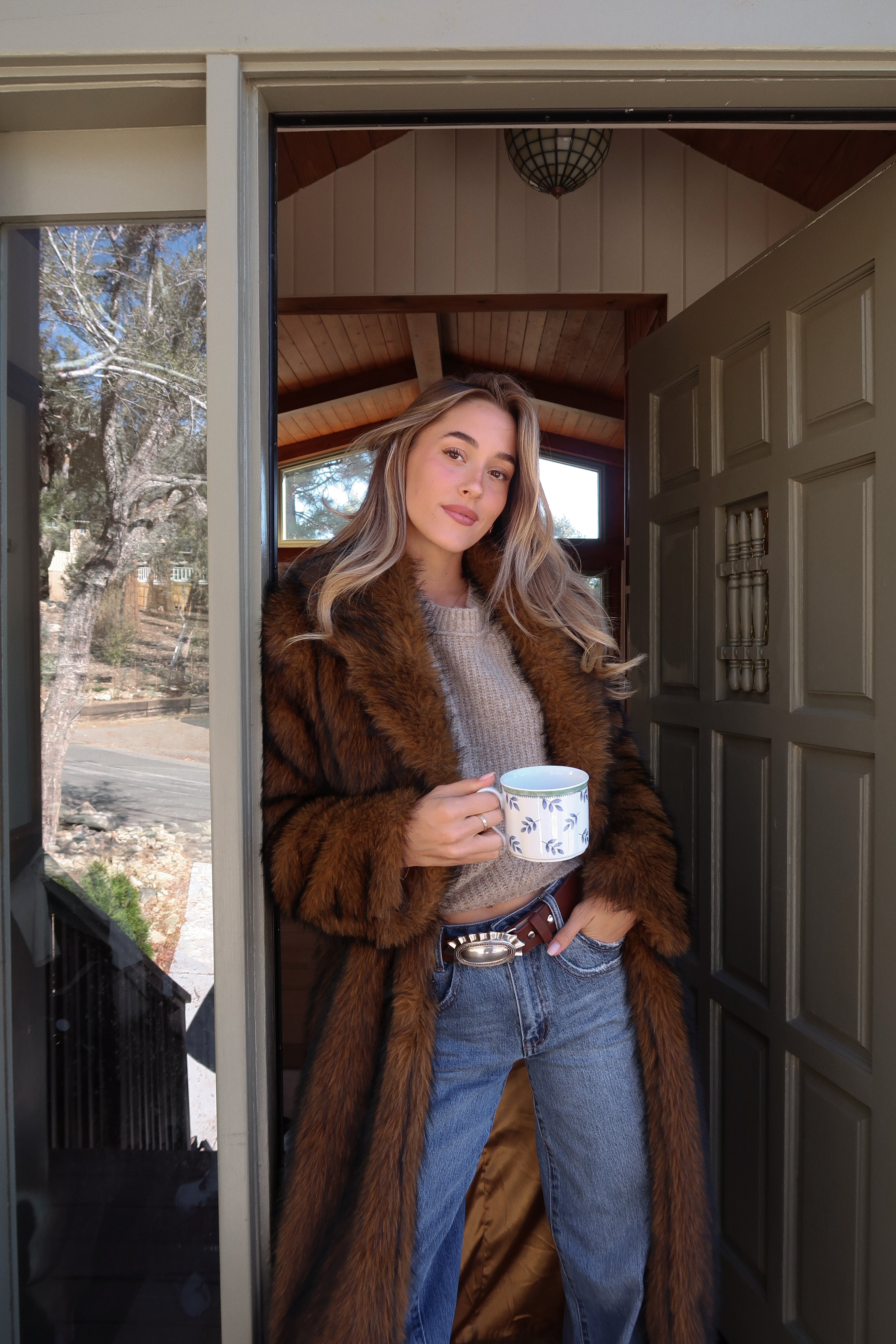Manhattan Brown Faux Fur Coat