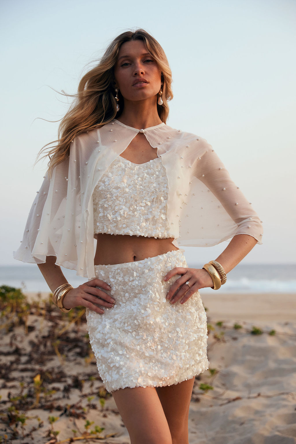 Isadora Pearl Embellished Cape