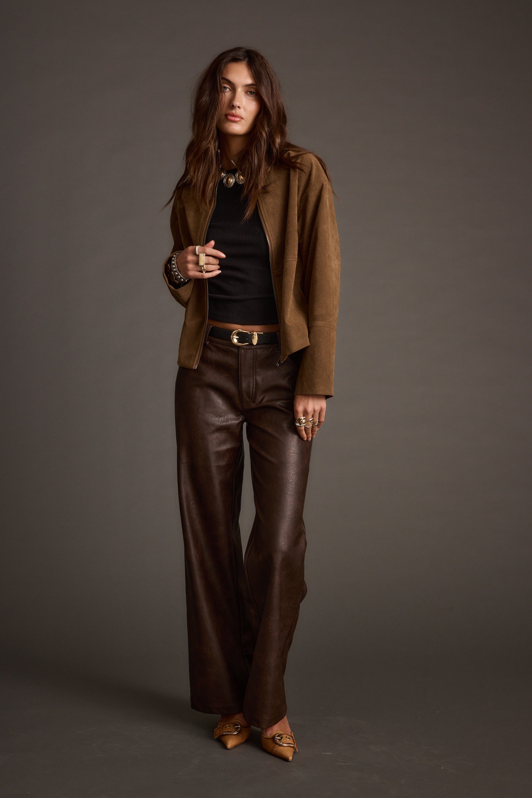 Sienna Brown Vegan Suede Jacket