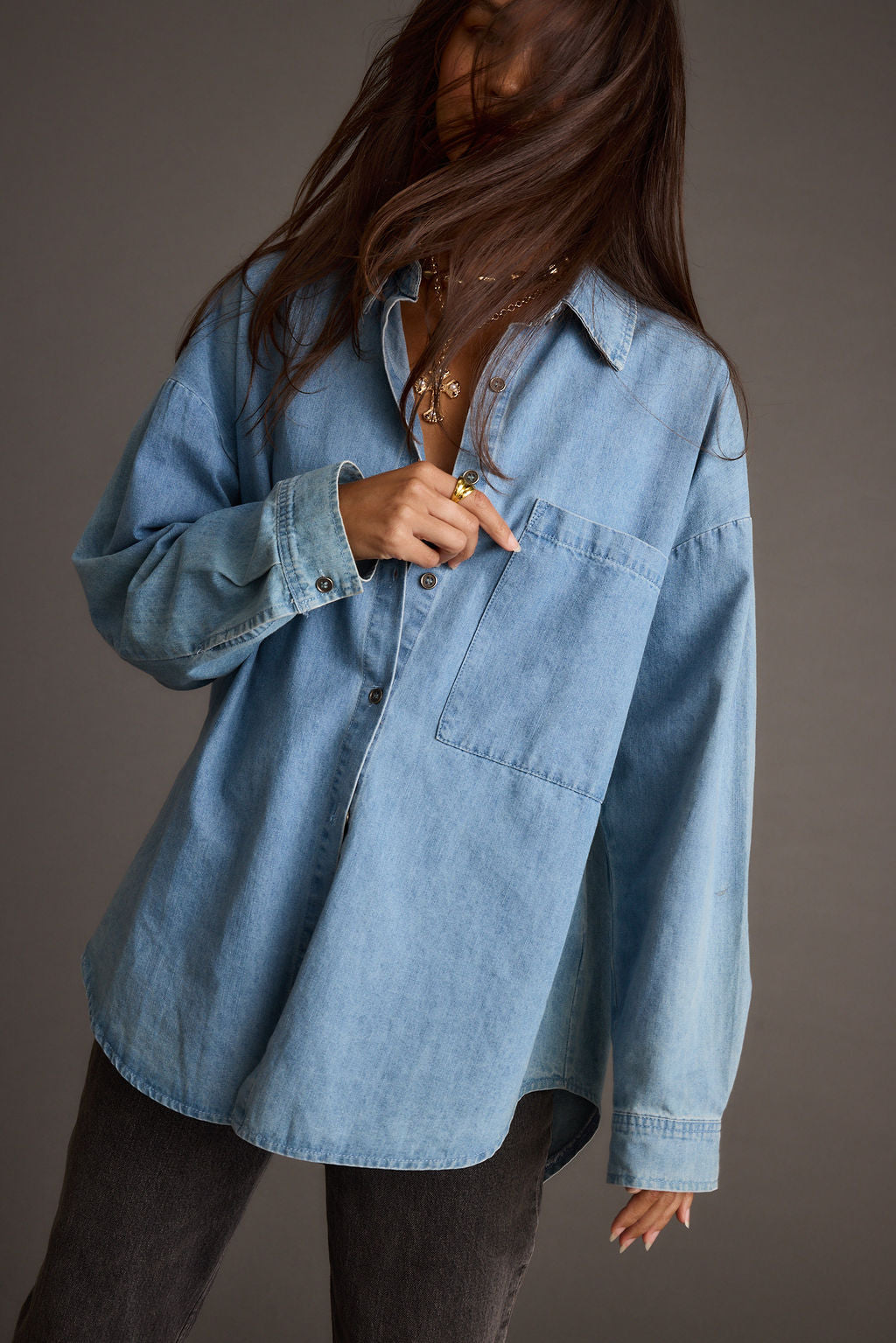 Springsteen Chambray Oversized Button Down Shirt