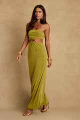 Sunspell Chartreuse Strapless Maxi Dress
