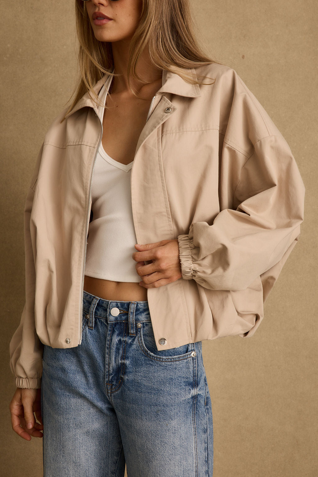 Monte Khaki Bubble Hem Jacket