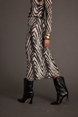 Taryn Zebra Mesh Midi Skirt