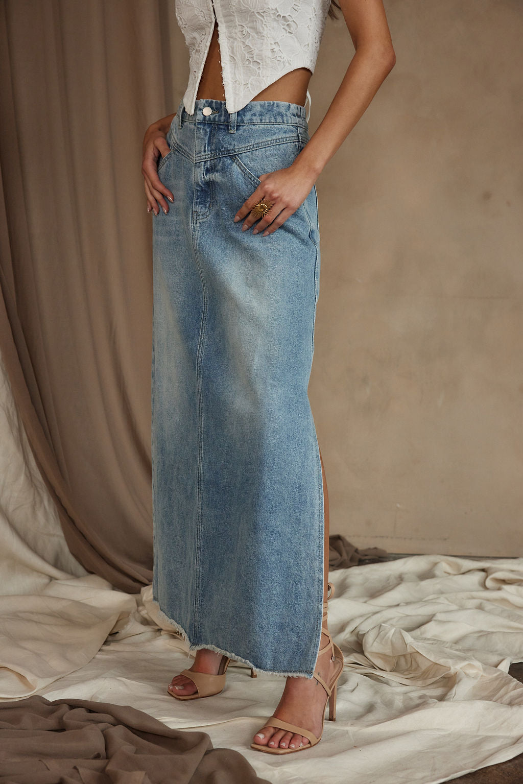 Austin Denim Maxi Skirt