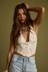 Tracy Eyelet Floral Halter Top