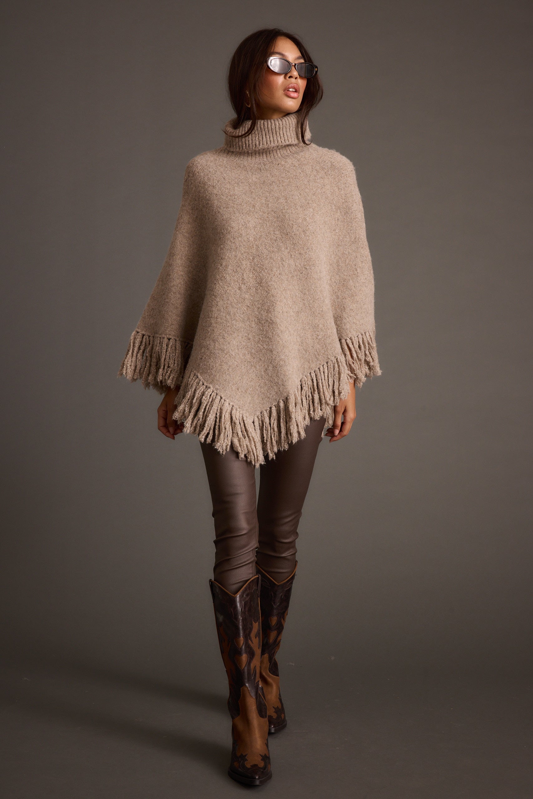 Tabitha Dark Taupe Poncho