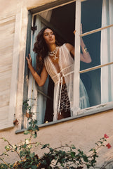Tahliya Chiffon Cream Longline Top