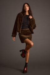 Tavern Mocha Corduroy Mini Skirt