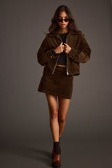 Tavern Mocha Corduroy Mini Skirt