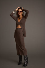 Tusk Mocha Open Front Longline Knit Sweater