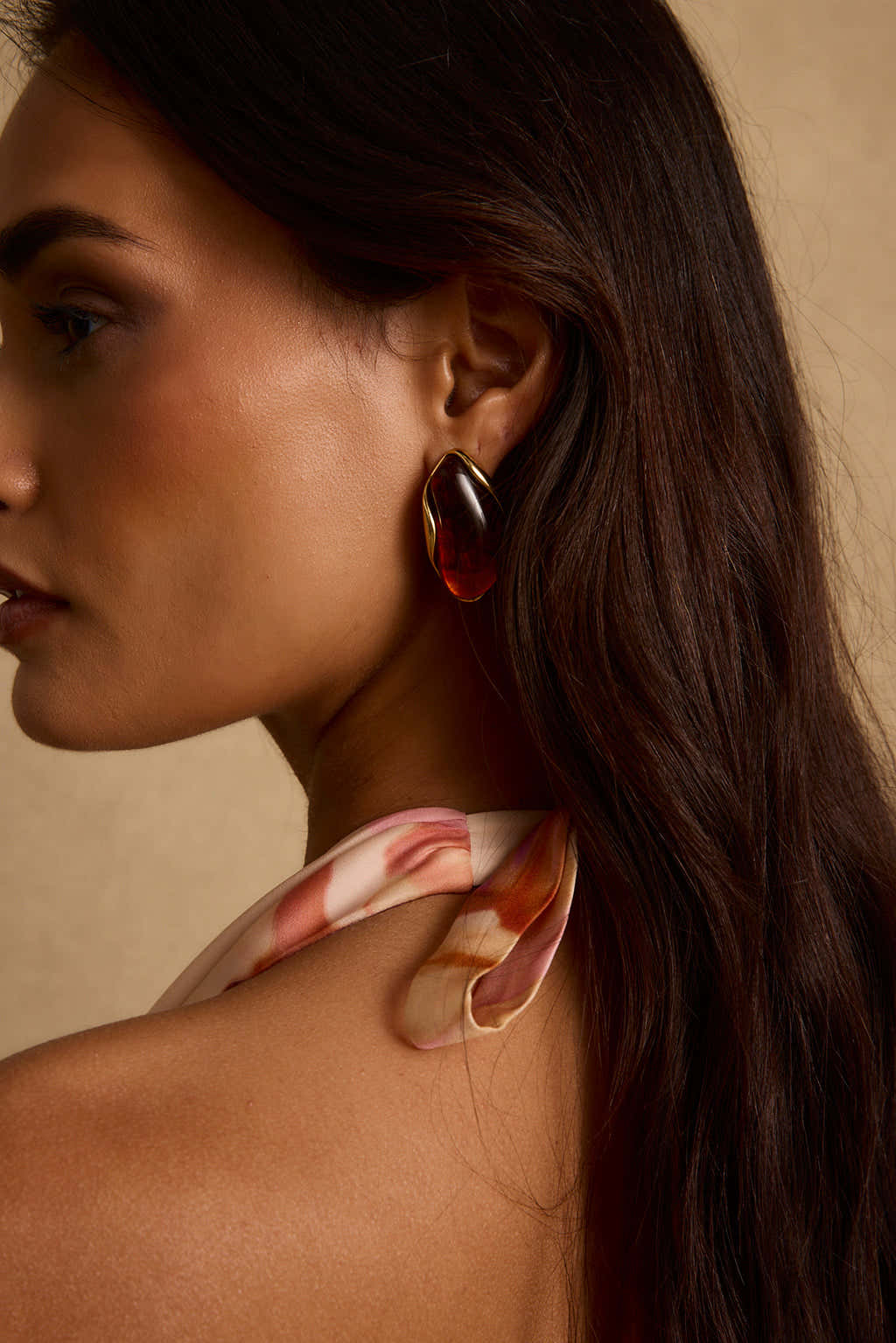 Veda Amber Stone Earrings