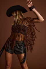 Rianne Mocha Sequin Crochet Shawl