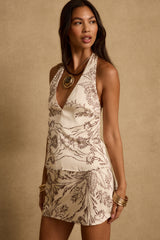 Vista Cream Floral Mini Skirt