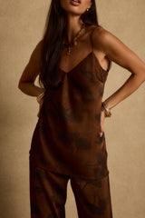 Yasmine Espresso Floral Satin Tank